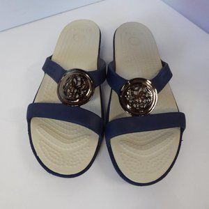 Navy Blue Croc Sandal Flip Flops Size 8W